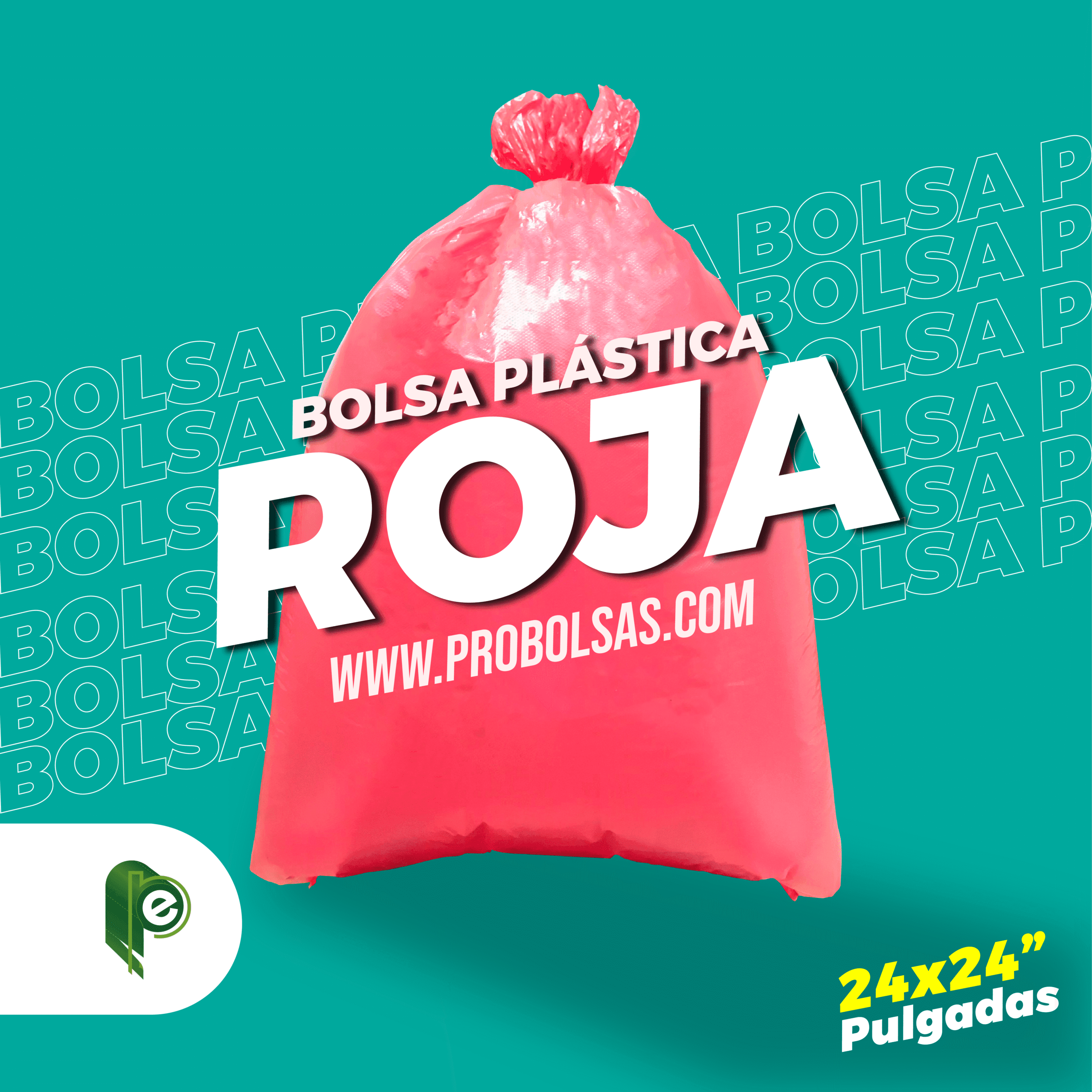 Bolsa 30 Litros Rojo Medida 24"X24" (61CMX61CM)