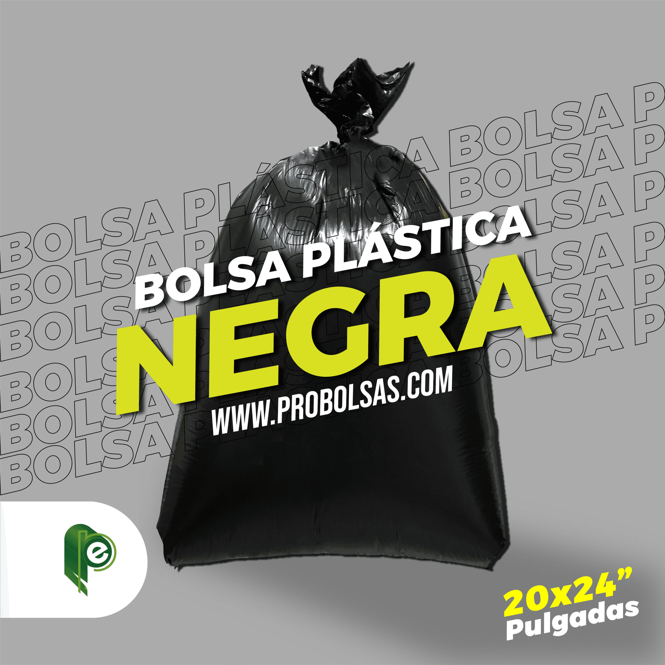 Bolsa 20 Litros Negra Medida 20"X24" (51CMX61CM)