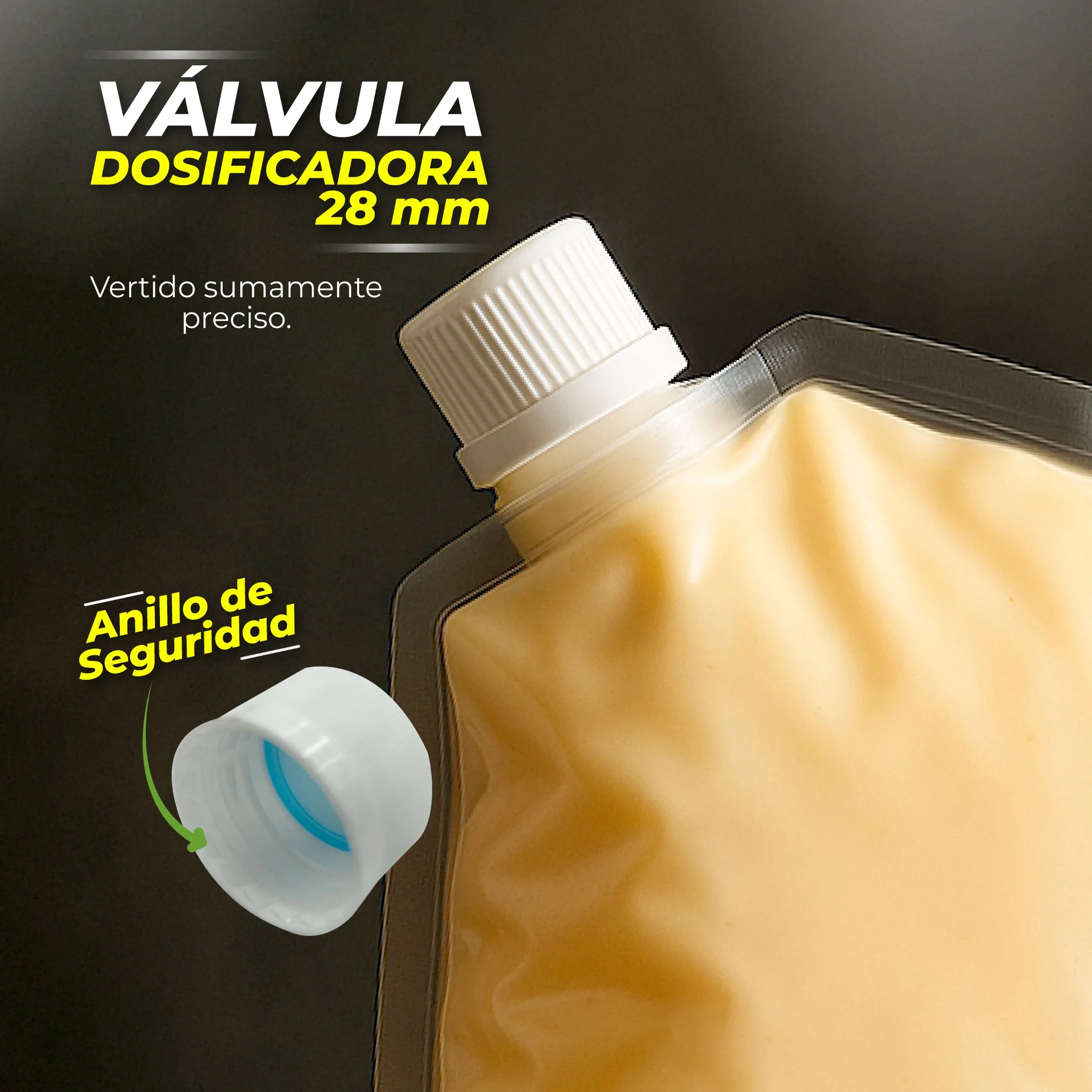 Bolsa Galón Válvula 4 Sellos Transparente de 3.35 Litros Foto Válvula