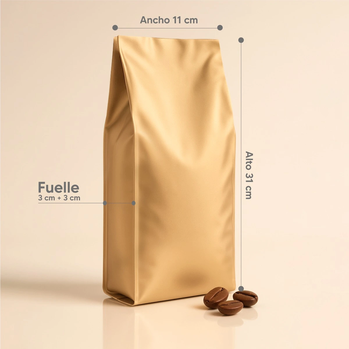 Bolsa café 4pro Dorado Mate de 500gr Medidas