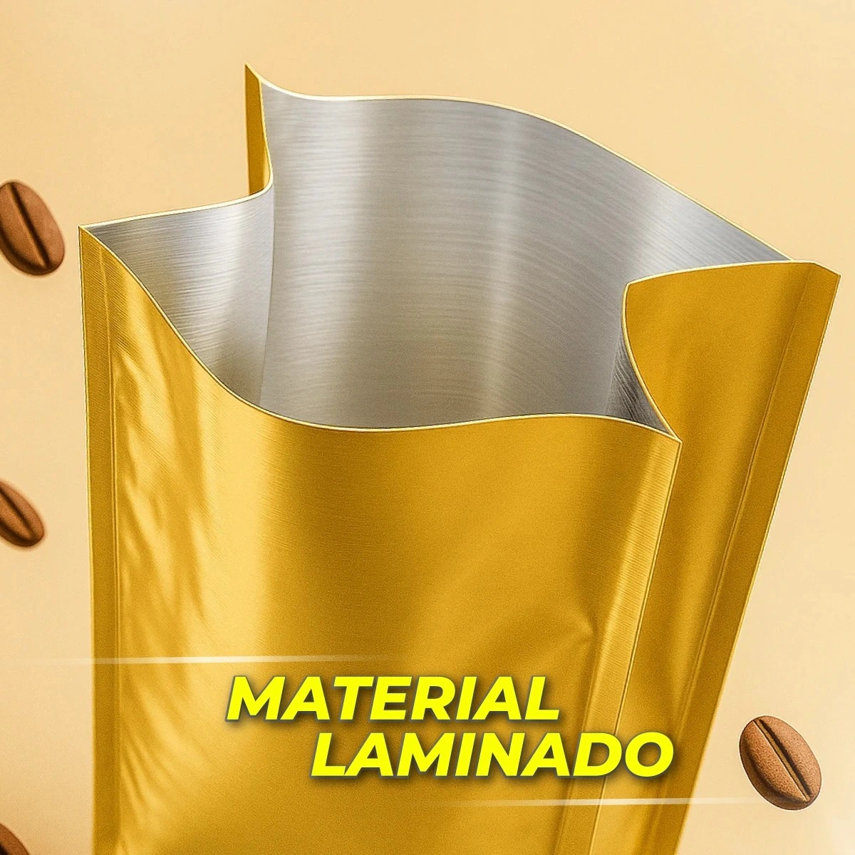 bolsa café 4pro dorado brillante 500gr interior metalizado