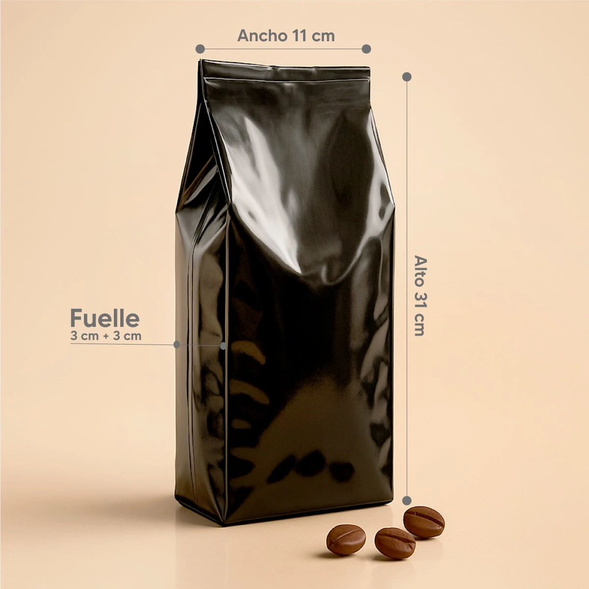 bolsa café 4pro negro brillante 500gr medidas