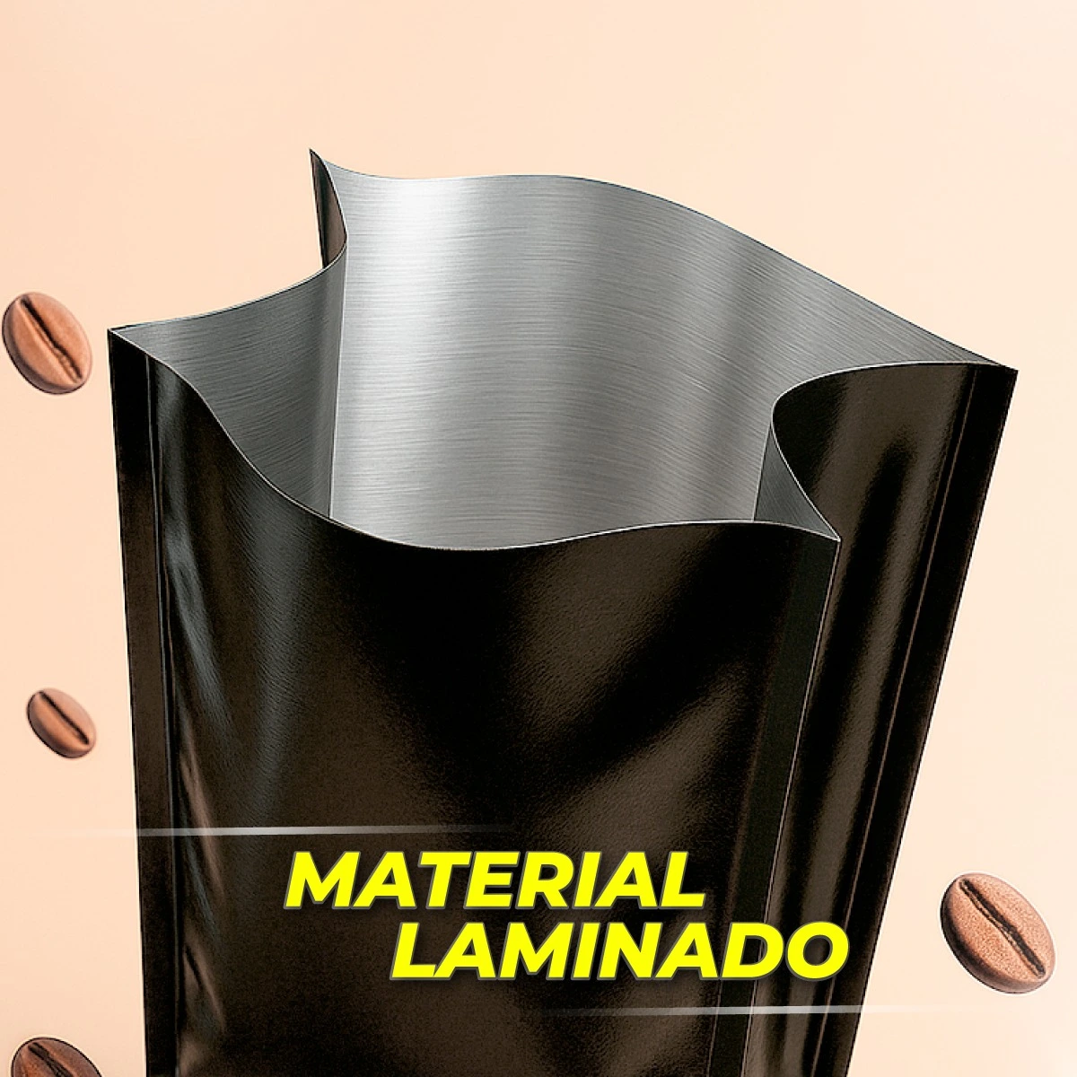 bolsa café 4pro negro brillante interior laminado