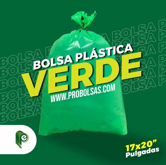 Bolsa 10 Litros Verde Medida 17"X20" (43CMX50CM)