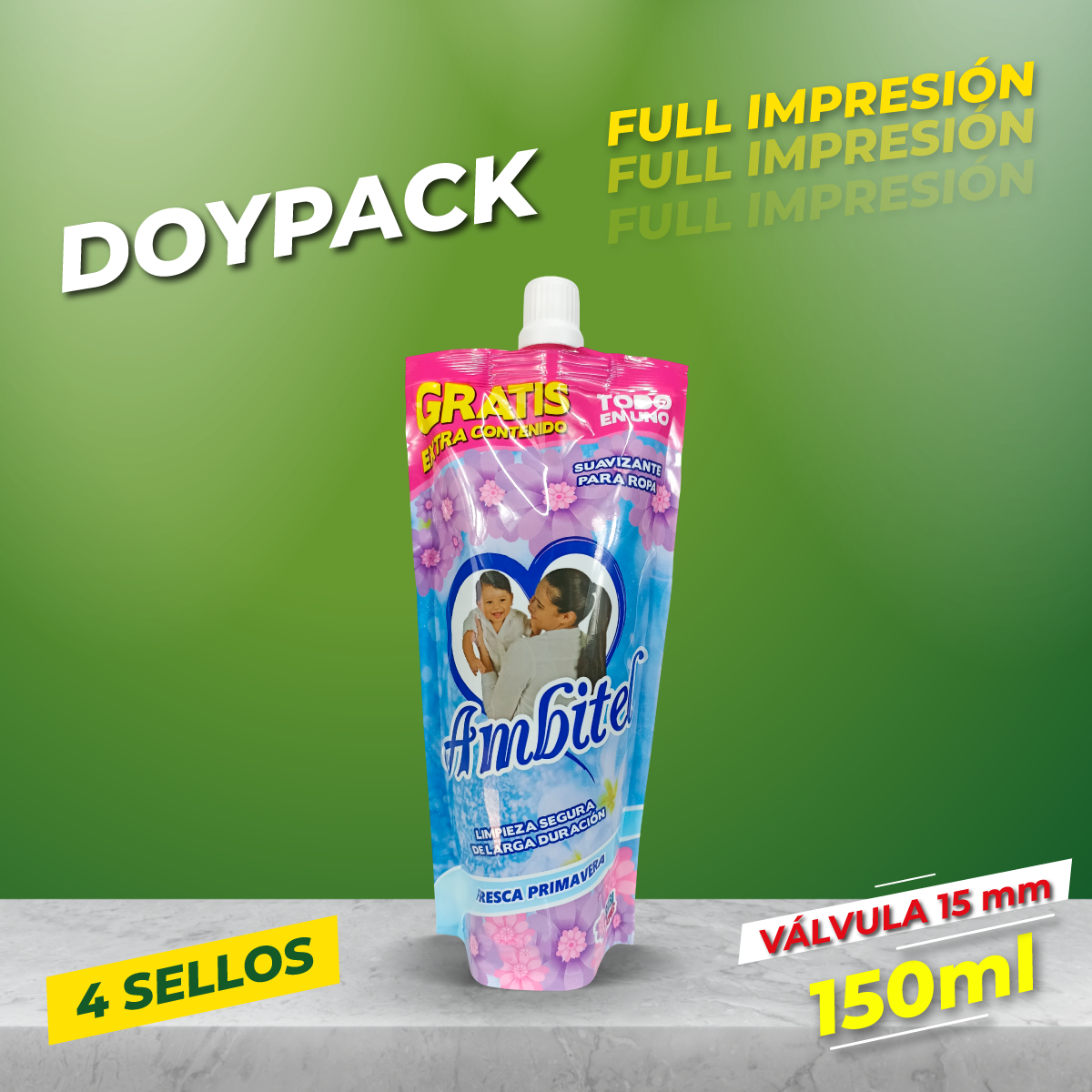 Doypack 4 Sellos Impresa de 150 ml