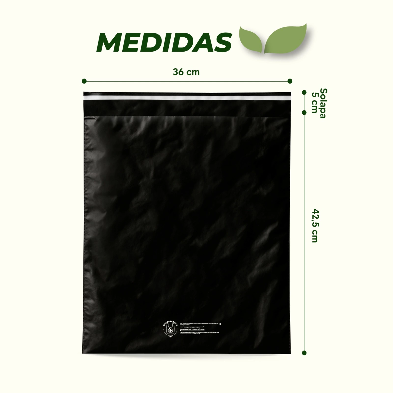 Bolsa envíos negra 36x45 medidas