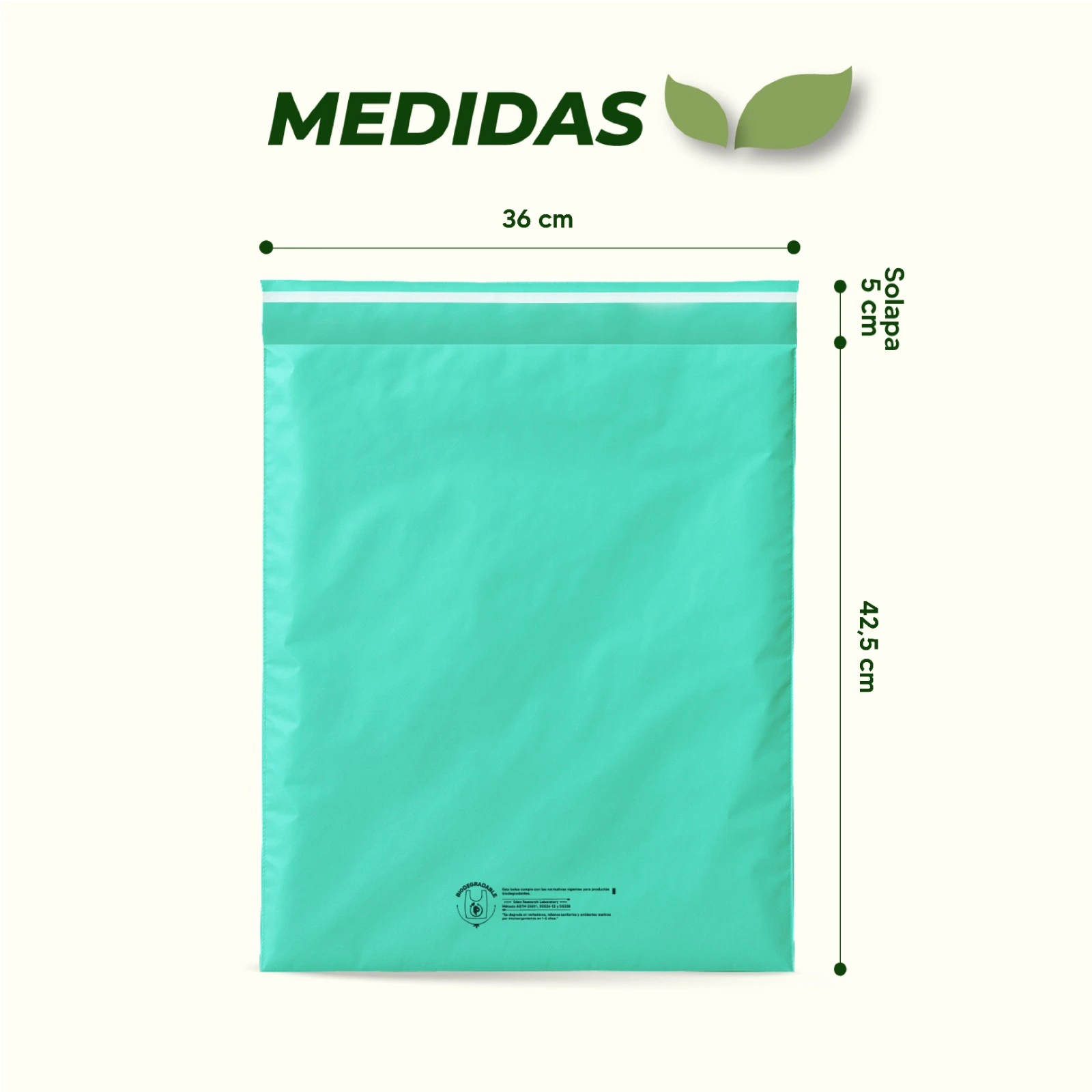 Medidas bolsa verde menta-36x45
