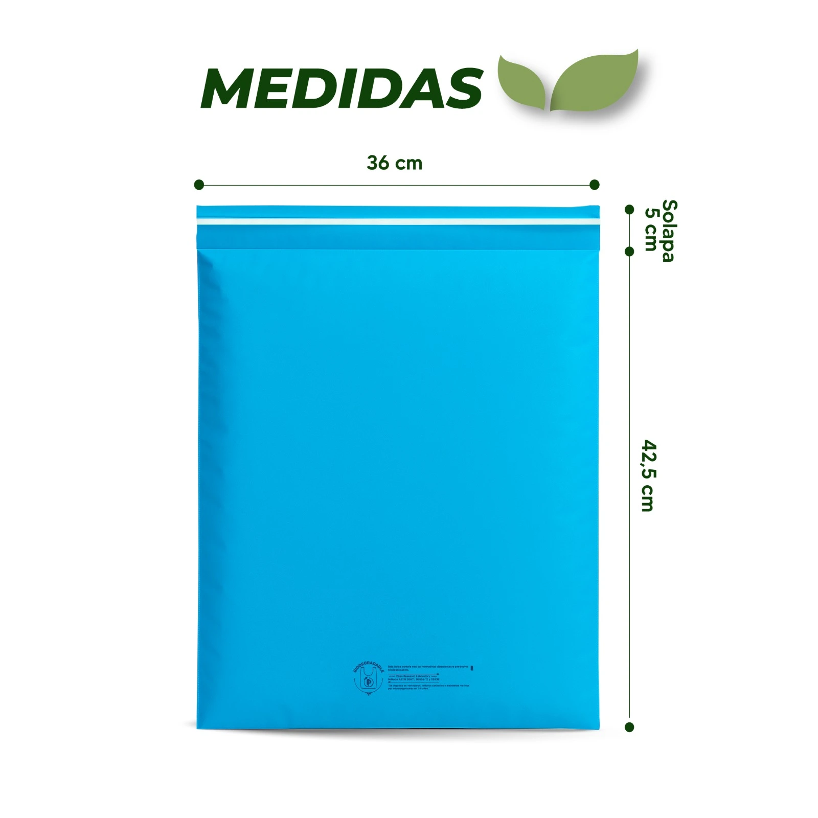 medidas bolsa envíos Agua Marina 36x45