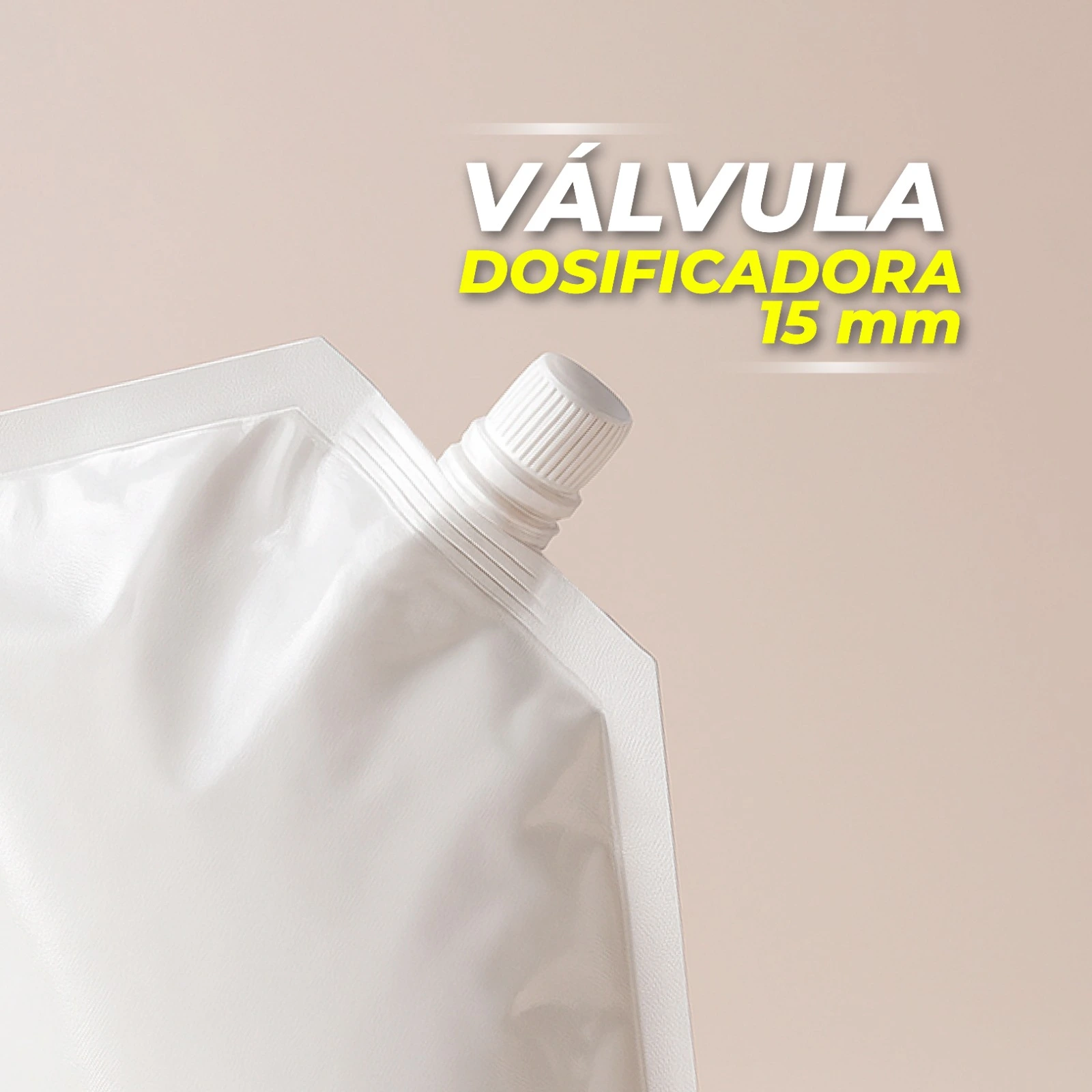 Bolsa Doyoack con válvula de 500 ml Blanca con tapa de 15 mm foto tapa