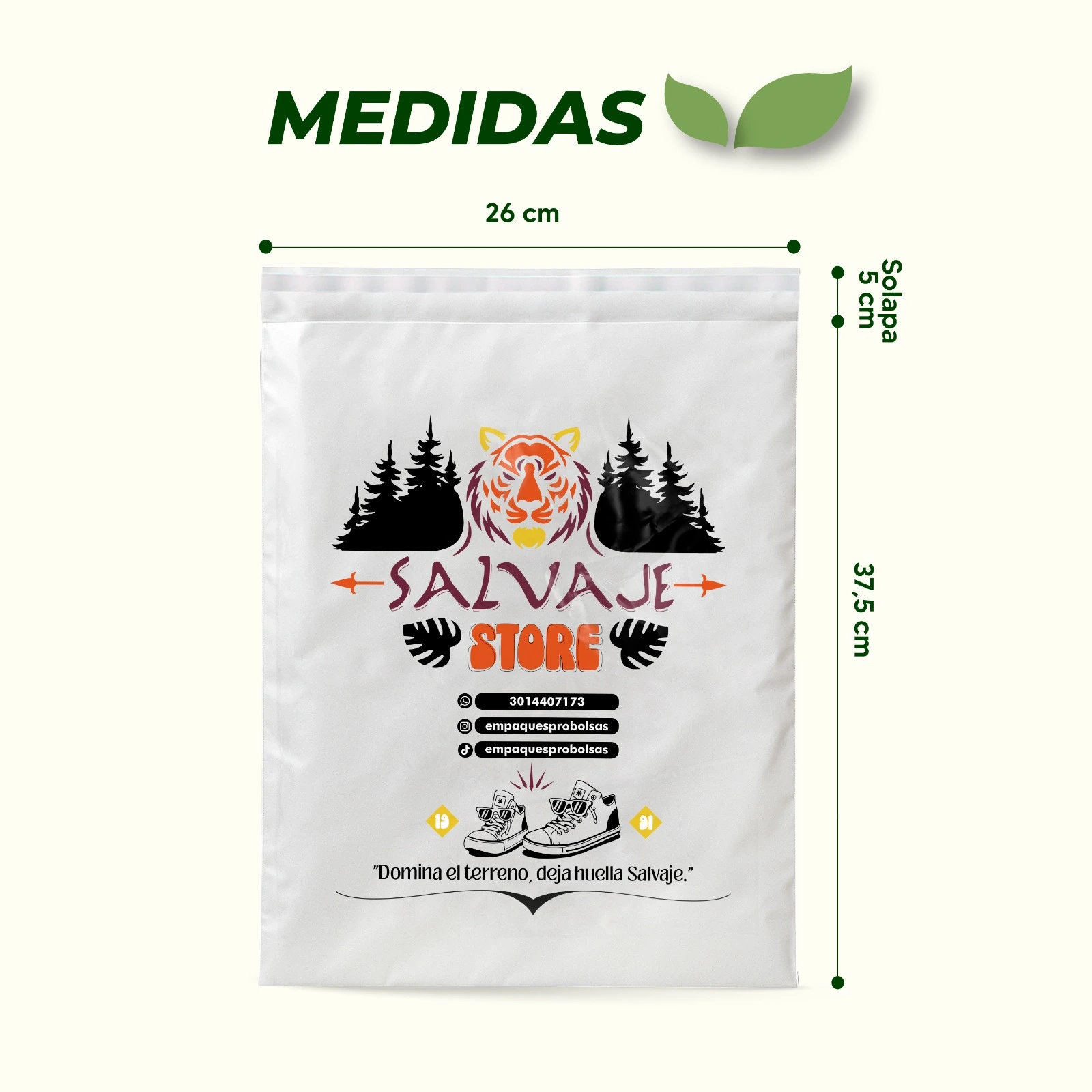 Bolsa de envíos Blanca a 4 y 5 tintas medidas 26x40