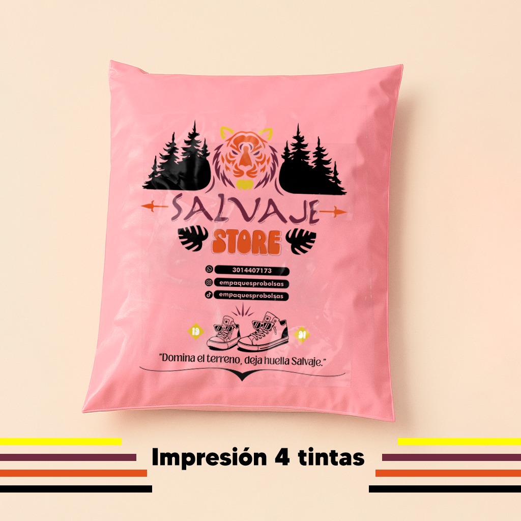 Bolsa de envíos Rosada a 4 y 5 tintas