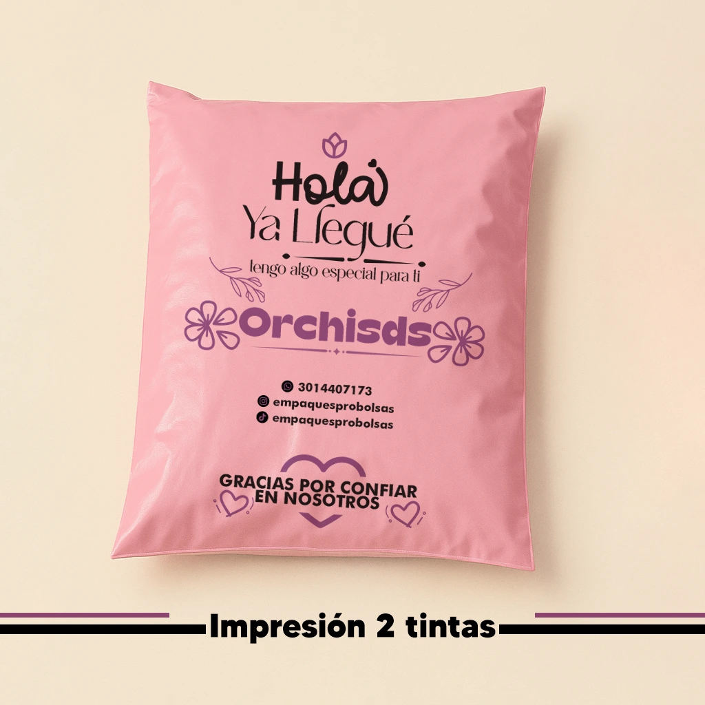 Bolsa de envíos rosada a 2 tintas