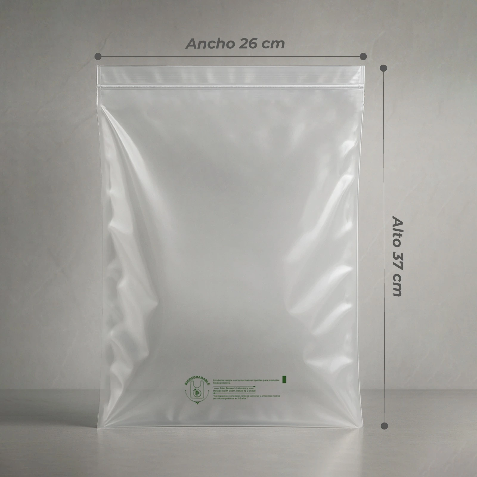 Bolsa Baja Bio Transp Imp 26cm x 37cm Zipper Delgado Medidas