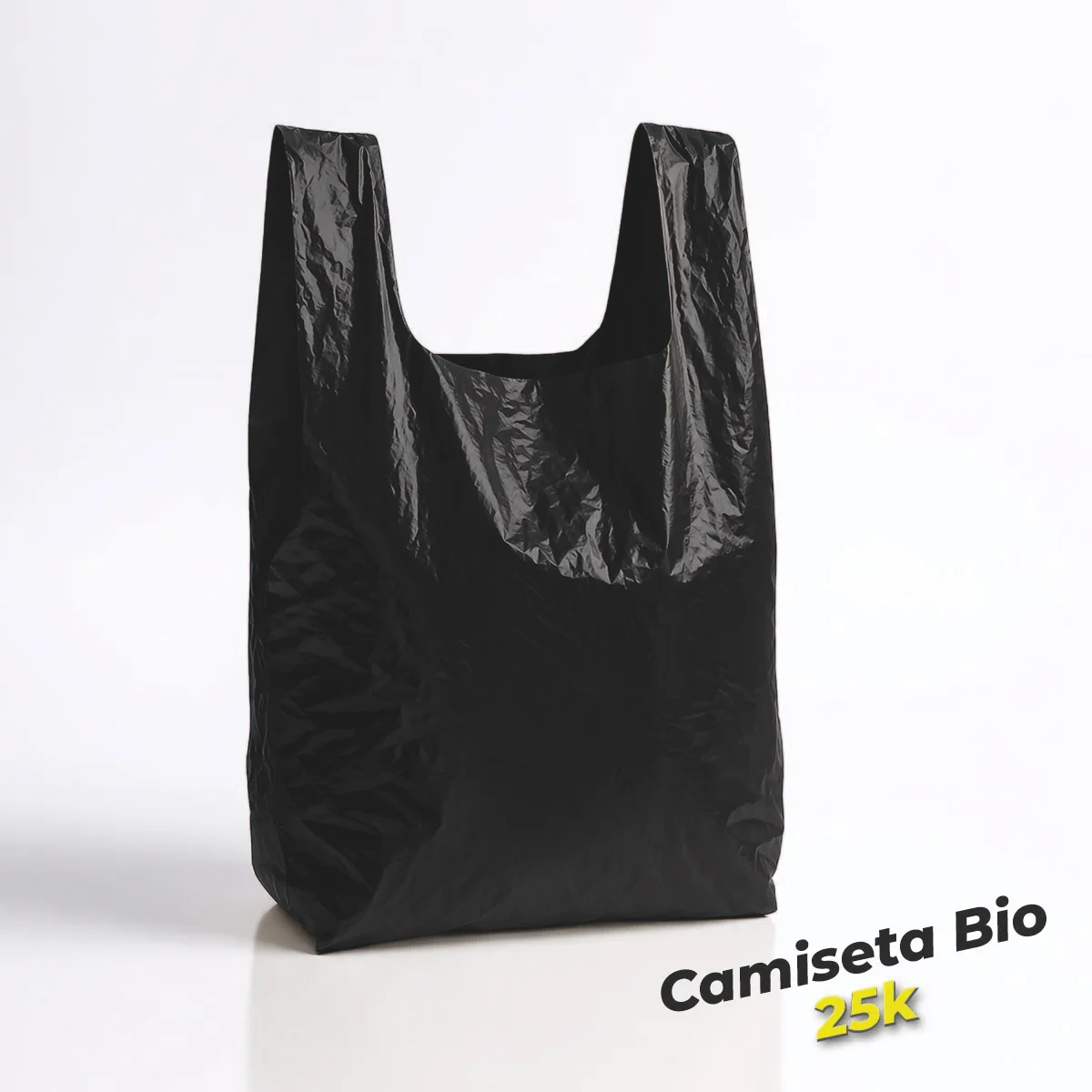 BOLSA CAMISETA BIODEGRADABLE 25KG NEGRA 50X61 CM CAL 1